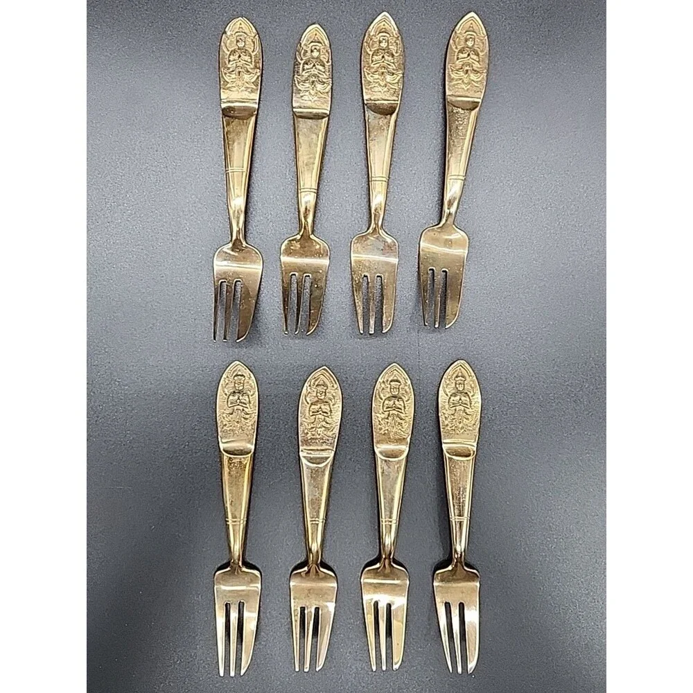 Vtg Thailapidary Buddha 19 Pcs Bronze Goddess Serving Set